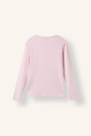 Slim Fit Bisiklet Yaka Fitilli Kaşkorse 2'li Uzun Kollu Basic Tişört Kız Çocuk