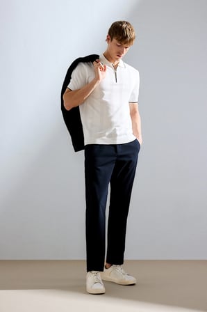 DeFacto Tailored Fit Elastik Bağlamalı Bel Dokuma Pantolon H3112AX26SPNV86
