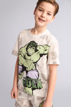 DeFacto Marvel Comıcs 2'li Pijama Takımı Kısa Kollu Pijama Üstü Şort Pijama Altı Erkek Çocuk E0344A826SMER188