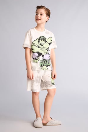 DeFacto Marvel Comıcs 2'li Pijama Takımı Kısa Kollu Pijama Üstü Şort Pijama Altı Erkek Çocuk E0344A826SMER188