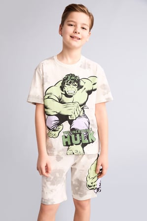 DeFacto Marvel Comıcs 2'li Pijama Takımı Kısa Kollu Pijama Üstü Şort Pijama Altı Erkek Çocuk E0344A826SMER188
