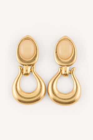 Oval Taş Detaylı Sallantılı Kadın Küpe