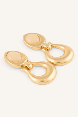 Oval Taş Detaylı Sallantılı Kadın Küpe