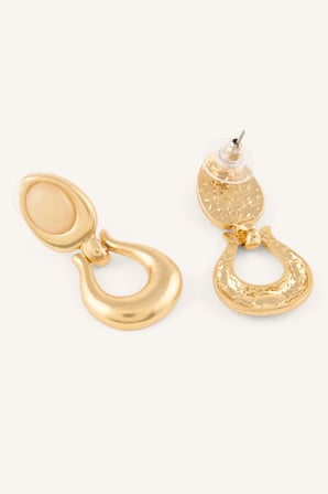 Oval Taş Detaylı Sallantılı Kadın Küpe