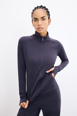 DeFacto Esnek Kumaş Fermuarlı Reglan Kol Fitted Dik Yaka Sporcu Hırka H5287AX26AUPR467