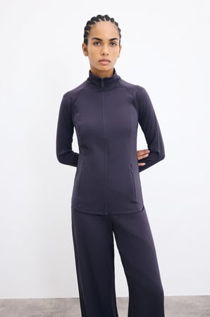 DeFacto Esnek Kumaş Fermuarlı Reglan Kol Fitted Dik Yaka Sporcu Hırka H5287AX26AUPR467