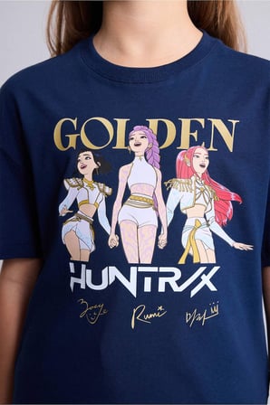 DeFacto Kpop - Demon Hunters Relax Fıt Bisiklet Yaka Kısa Kollu Tişört Kız Çocuk H7343A826SMNV31