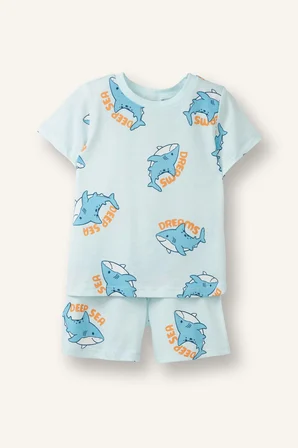 DeFacto %100 Pamuk Desenli 2'li Antrasit Pijama Takımı Erkek Bebek H5394A526HSGN1027