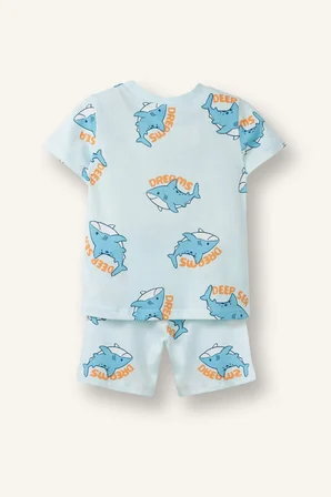 DeFacto %100 Pamuk Desenli 2'li Antrasit Pijama Takımı Erkek Bebek H5394A526HSGN1027