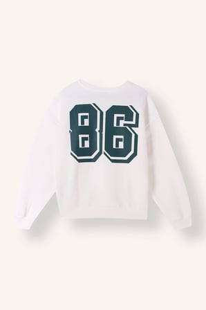 Oversıze Bisiklet Yaka Baskılı Sweatshirt
