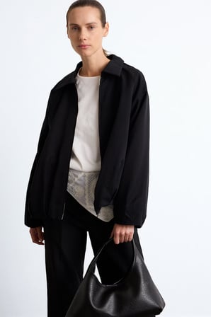 DeFacto Relax Fit Gömlek Yaka Raglan Kol Fermuarlı Dokuma Ceket G7722AX26AUBK81