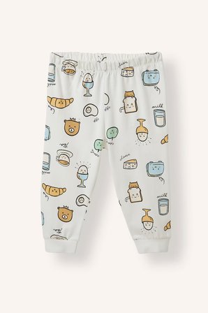 DeFacto Baskılı Uzun Kollu Üst Elastik Bel Alt 2'li Pijama Takımı Erkek Bebek H6539A526AUER233