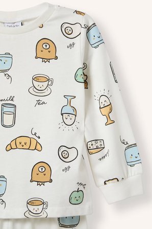 DeFacto Baskılı Uzun Kollu Üst Elastik Bel Alt 2'li Pijama Takımı Erkek Bebek H6539A526AUER233