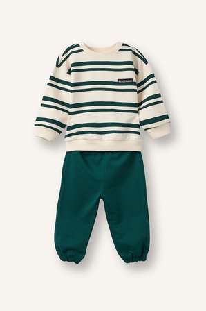 DeFacto Çizgili Bisiklet Yaka Sweatshirt Üst Lastikli Paça Alt 2'li Takım Erkek Bebek I0235A526AUGN1116