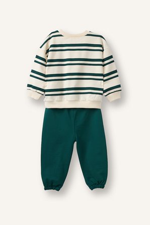 DeFacto Çizgili Bisiklet Yaka Sweatshirt Üst Lastikli Paça Alt 2'li Takım Erkek Bebek I0235A526AUGN1116