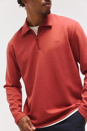 Standart Fit Polo Yaka Yarım Fermuarlı Modal Uzun Kollu Basic Sweatshirt