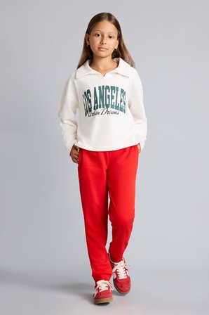 DeFacto Relax Fıt Polo Yaka Kolej Baskılı Kalın Kumaş Sweatshirt Kız Çocuk I4899A826AUWT34