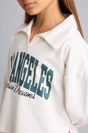 DeFacto Relax Fıt Polo Yaka Kolej Baskılı Kalın Kumaş Sweatshirt Kız Çocuk I4899A826AUWT34