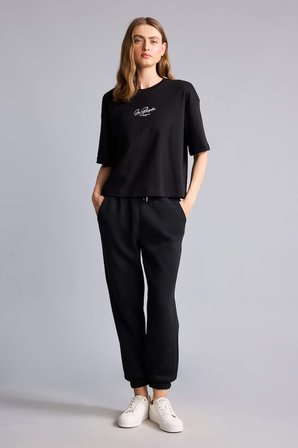 DeFacto Jogger Fıt Basıc Düz Kalın Sweatshirt Kumaşı Pantolon W1505AZ26WNBK81