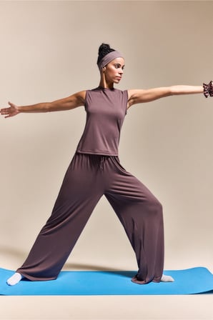 Wıde Leg Standart Paça Standart Boy Modal Sporcu Açık Bej Pantolon