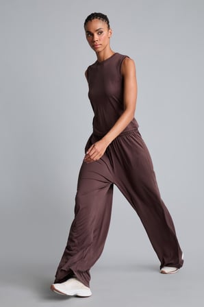 Wıde Leg Standart Paça Standart Boy Modal Sporcu Açık Bej Pantolon