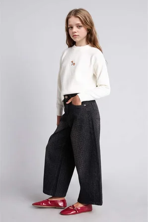 90's Wıde Leg Geniş Paça Jean Pantolon Kız Çocuk