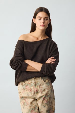 DeFacto Regular Fit Düşük Omuz Kayık Yaka Basic Triko Kazak H2598AX26AUBN480