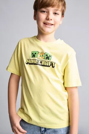DeFacto New Regular Fıt Bisiklet Yaka Minecraft Baskılı Kısa Kollu Tişört Erkek Çocuk H4340A826HSYL487