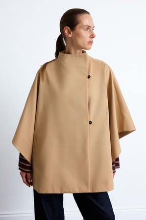 DeFacto Oversize Dik Yaka Pelerin Formlu Dokuma Trençkot I1798AX26AUBG186