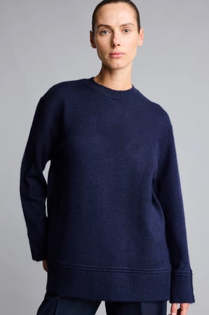 Loose Fit Basic Yün Karışımlı Triko Tişört