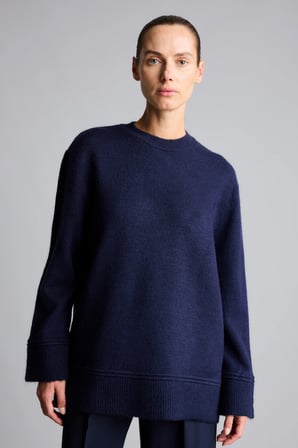 Loose Fit Basic Yün Karışımlı Triko Tişört