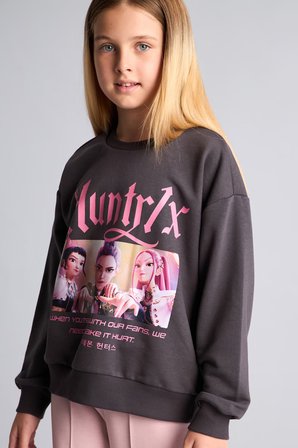 DeFacto Kpop - Demon Hunters Relax Fıt Bisiklet Yaka Baskılı Sweatshirt Kız Çocuk I3550A826AUAR150