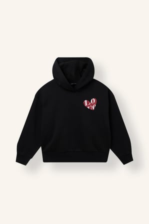 Kapüşonlu Göğüs Baskılı İçi Yumuşak Tüylü Kalın Sweatshirt Kız Çocuk