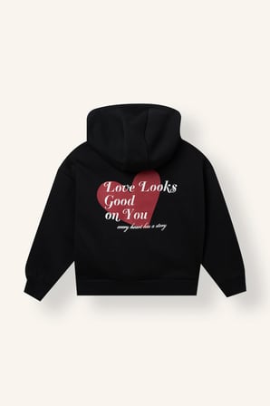 Kapüşonlu Göğüs Baskılı İçi Yumuşak Tüylü Kalın Sweatshirt Kız Çocuk