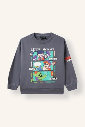 Brawl Stars Bisiklet Yaka İçi Yumuşak Tüylü Kalın Sweatshirt Erkek Çocuk