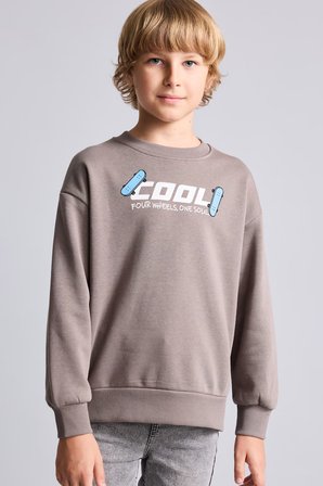 DeFacto Oversize Bisiklet Yaka Sırt Baskılı İçi Yumuşak Tüylü Sweatshirt Erkek Çocuk I0114A826WNBN571