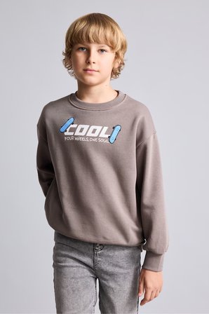 DeFacto Oversize Bisiklet Yaka Sırt Baskılı İçi Yumuşak Tüylü Sweatshirt Erkek Çocuk I0114A826WNBN571