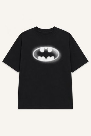Batman Boxy Fıt Bisiklet Yaka Baskılı Kısa Kollu Tişört