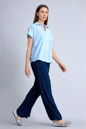 DeFacto Culotte Geniş Paça Kırışık Dokulu Viskon Lacivert Pantolon C9565AX26SMNV248