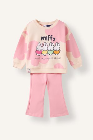 DeFacto Miffy Baskılı Sweatshirt Üst İspanyol Paça Pantolon Alt 2'li Takım Kız Bebek I2162A526AUER233