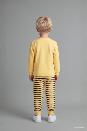 DeFacto Baskılı Uzun Kol Üst Çizgili Alt 2'li Pijama Takımı Erkek Bebek I1433A526AUYL166