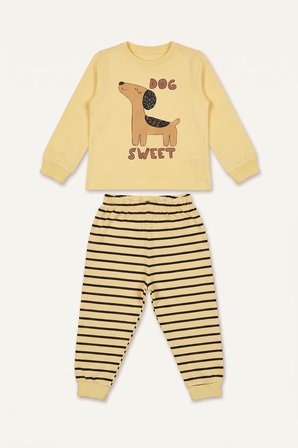 DeFacto Baskılı Uzun Kol Üst Çizgili Alt 2'li Pijama Takımı Erkek Bebek I1433A526AUYL166