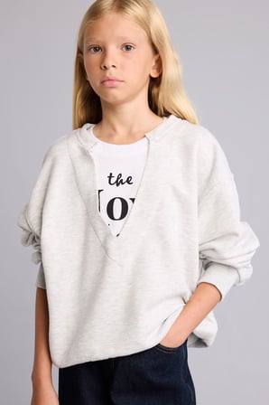 DeFacto Relax Fit V Yaka Uzun Kollu Sweatshirt Kız Çocuk I3418A826AUGR421