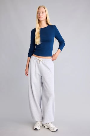 Loose Fit Beli Bağcıklı Kalın Kumaş Eşofman Altı