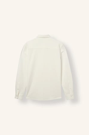 Slim Fit Polo Yaka Penye Uzun Kollu Basic Gömlek