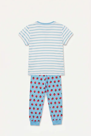 Kısa Kollu Baskılı Tişört Baskılı Lastikli Paça Alt 2'li Pijama Takımı Kız Bebek