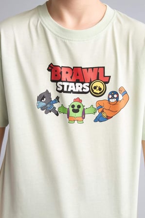 DeFacto %100 Pamuk Brawl Stars Oversıze Bisiklet Yaka Kısa Kollu Tişört Erkek Çocuk H3510A826SMGN1139