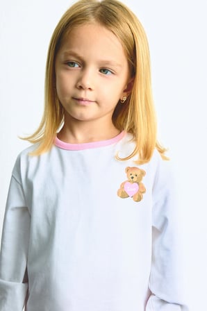 DeFacto Regular Fit Bisiklet Yaka Figürlü Penye Uzun Kollu Tişört Kız Bebek I0577A526AUWT34