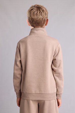 DeFacto Regular Fit Yarım Fermuarlı Dik Yaka İçi Yumuşak Tüylü Yazı İşlemeli Sweatshirt Erkek Çocuk H9689A826WNBN615