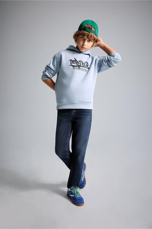 DeFacto Oversize Kapüşonlu Önü Baskılı İçi Yumuşak Tüylü Sweatshirt Erkek Çocuk I0112A826WNBE523